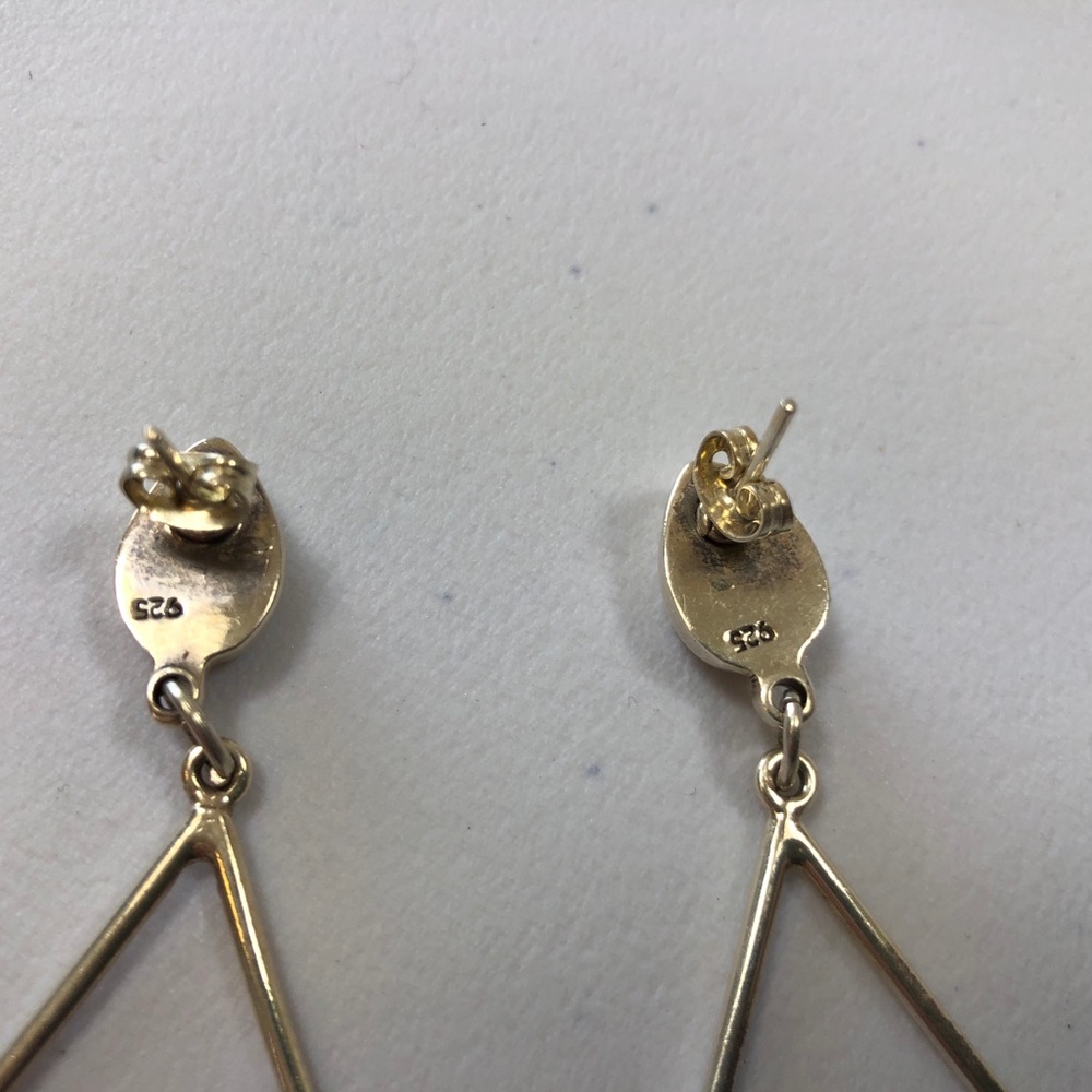 Sterling Silver Teardrop Hoop Earrings Rose Quarts Stone Jewelry Big Statement - Picture 4 of 7